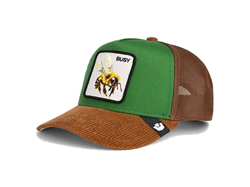 BASEBALL CAP BUSY REMIZ VERDE IN VELLUTO MARRONE